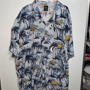 Corona Men’s 5XL Blue Button Front Short Sleeve Graphic Shirt